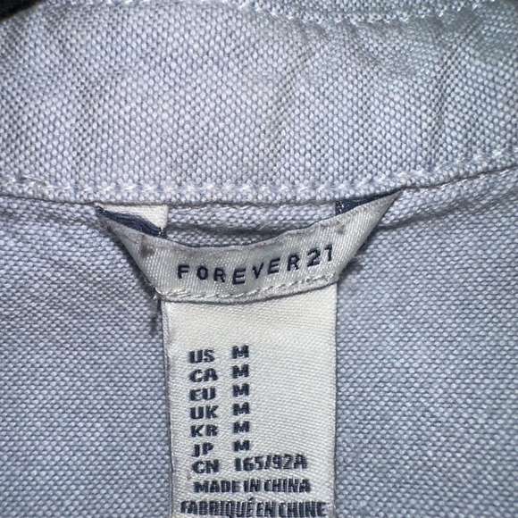 Women's Forever 21 Button Down Shirt M Blue Multi-color Aztec Denim pearl snap - Picture 7 of 8